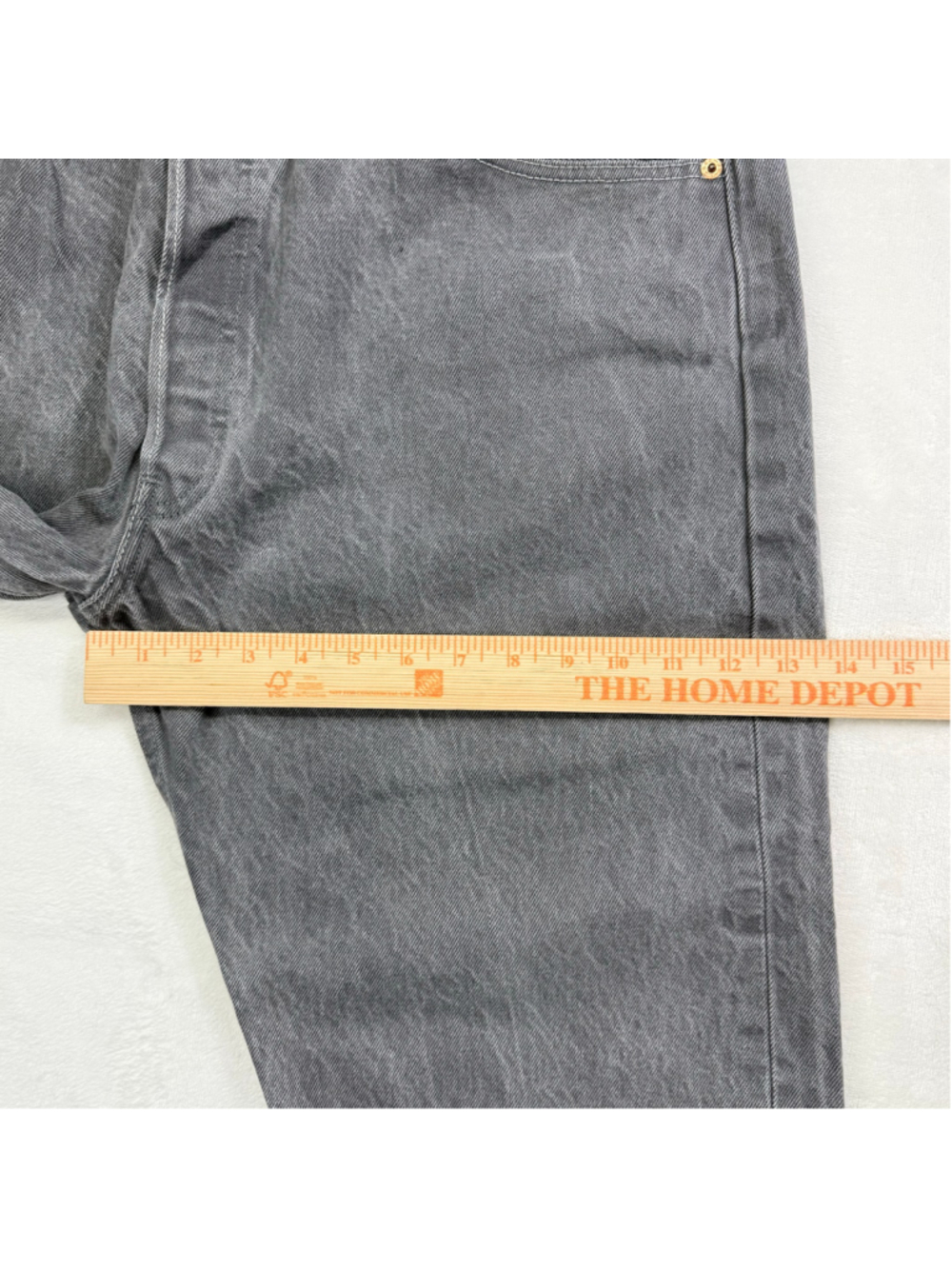 Men's Levi's 501 40x32 Button Fly Straight Leg Grey Jeans - Picture 11 of 12
